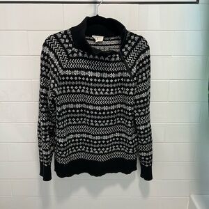 Lou & Grey Black and White Cowl Neck Sweater